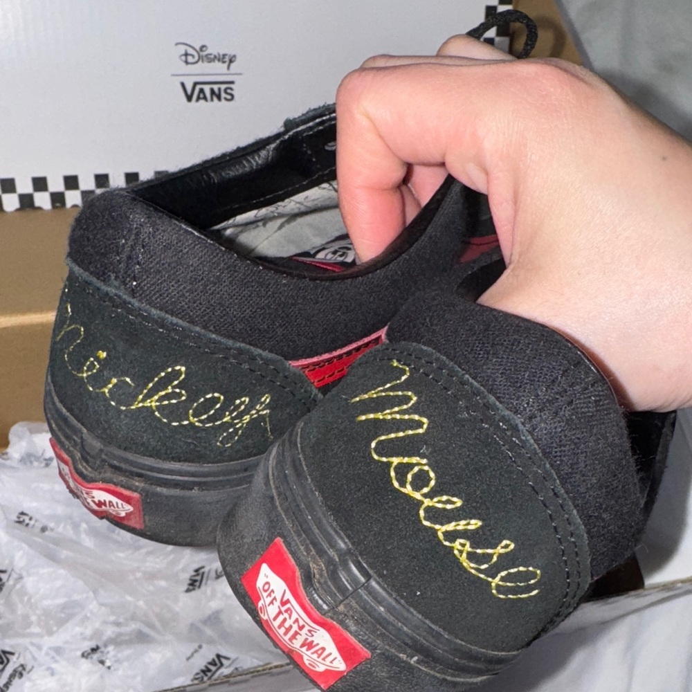 Vans Black Sneakers with Gold and Red Details